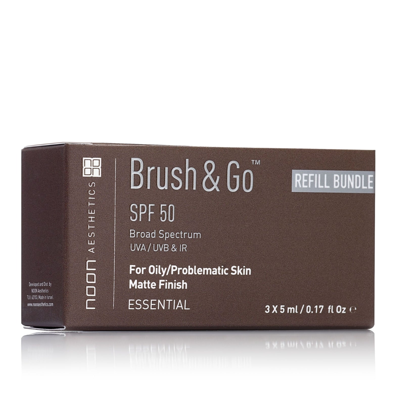 NOON BRUSH&amp;GO MINERAL SUN PROTECTION POWDER SPF 50 PAPILDYMAS RIEBIAI/PROBLEMINEI ODAI (Tone 01), 3x5 ML
